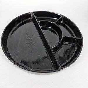 Crate and Barrel 5-Section Round Divided Serving Platter Appetizer Tray Chip Dip